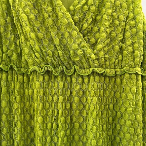 Green Madison Textured Sleeveless Tiered V-Neck Dress Womens Size L Babydoll - Picture 6 of 9